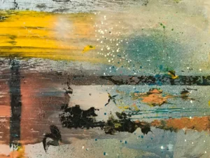 Abstract, blue and yellow painting