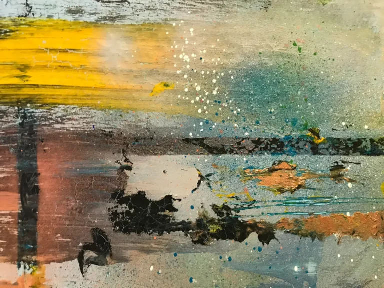 Abstract, blue and yellow painting