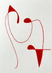 Red, abstract, line drawing