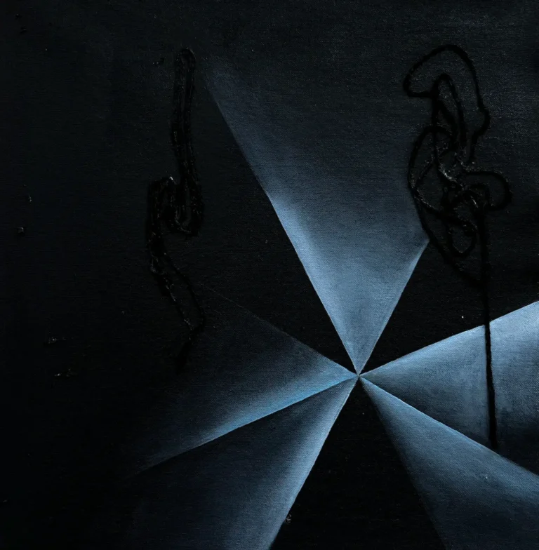 Abstract, black and white reflection, small-scale painting