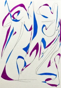 Blue and purple, asbtract line drawing