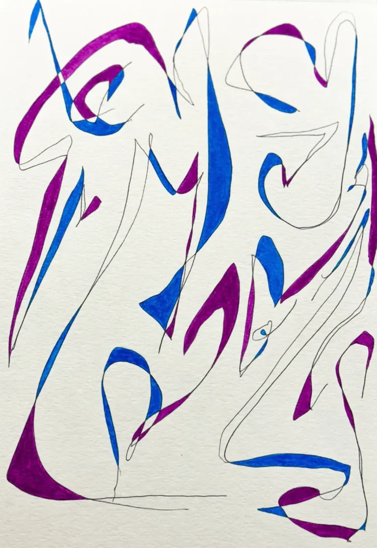 Blue and purple, asbtract line drawing