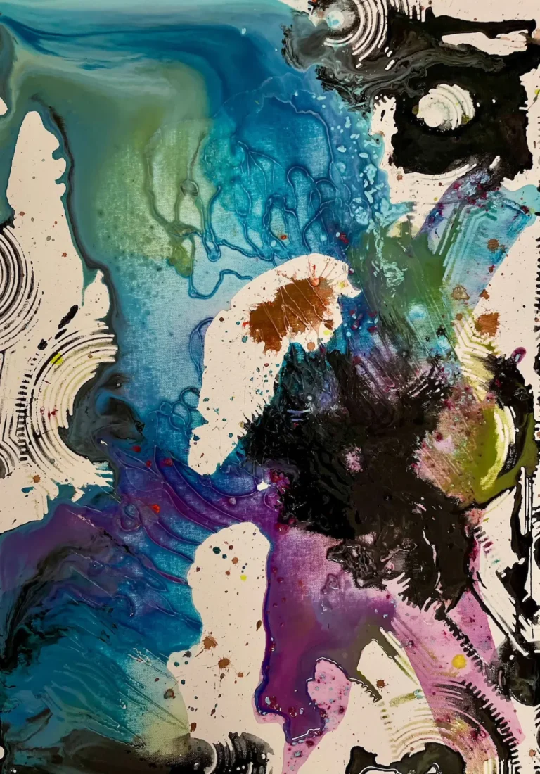 Abstract, blue and purple painting