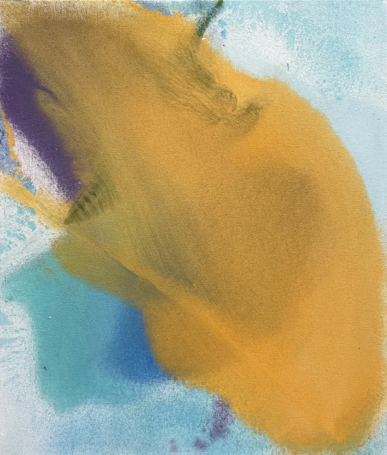 Abstract, orange and blue, atmospheric painting