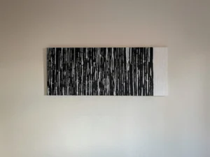 Black and white, vertical lines painting