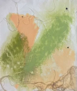 Abstract, green and salmon colour, atmospheric painting