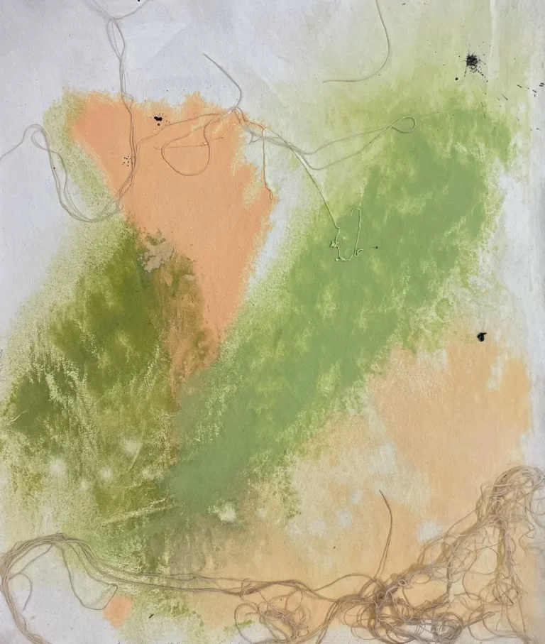 Abstract, green and salmon colour, atmospheric painting